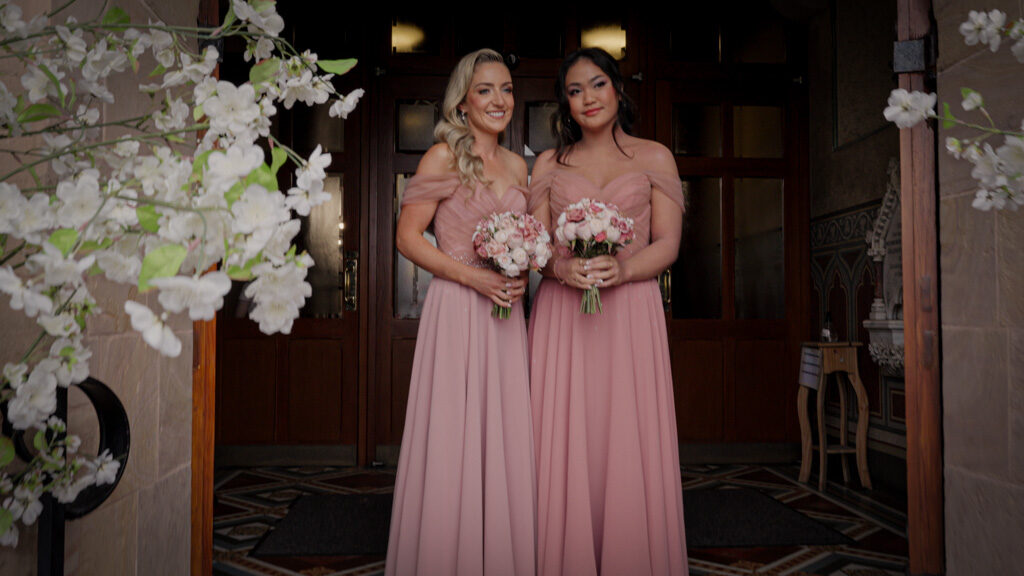 Bridesmaids captured in a cinematic north west wedding film