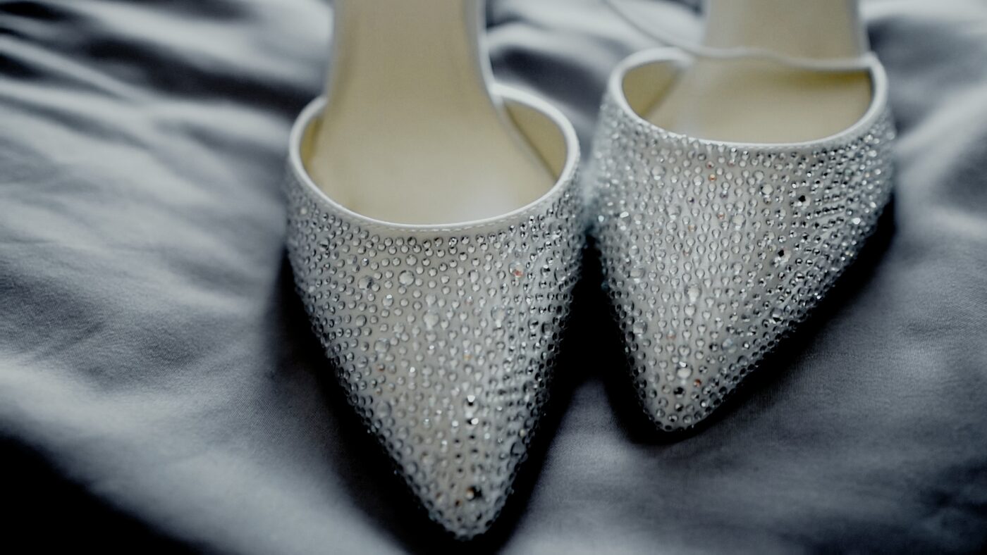 Wedding shoes detail captured by a Belfast wedding videographer