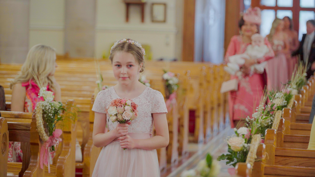 altar walk by bridesmaid on 4k video