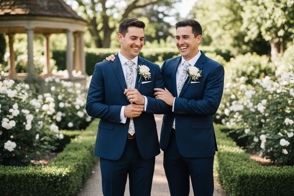 best man and main min on wedding day
